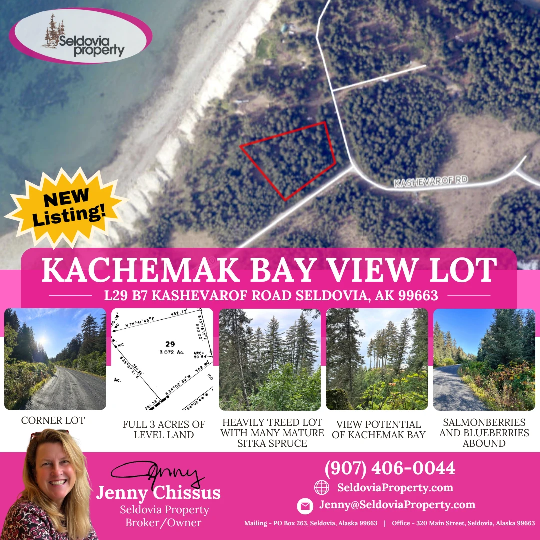 Embrace this 3-acre Alaskan lot, with potential sweeping views of Kachemak Bay and majestic Mt. Iliamna.
