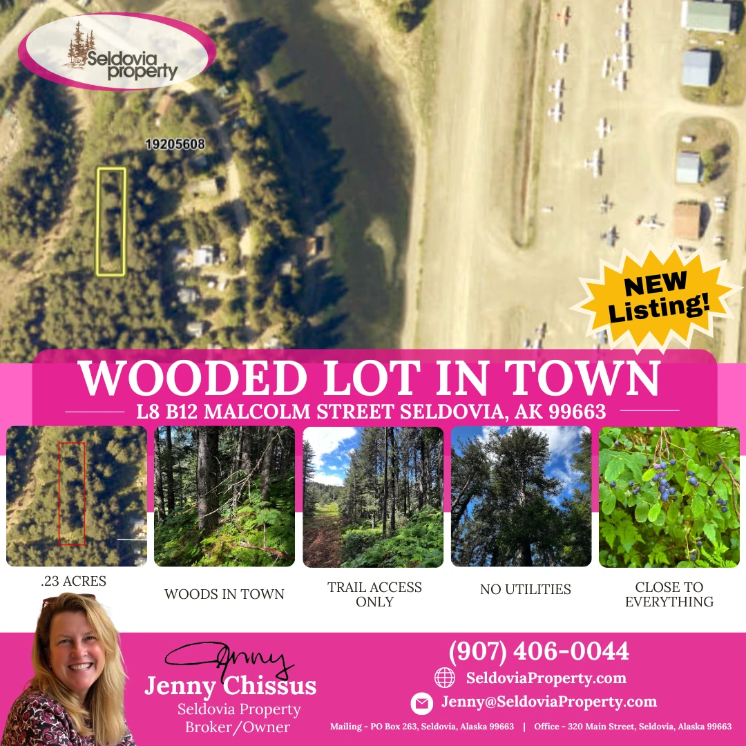 A heavily wooded parcel on the hill, located in the heart of Seldovia.