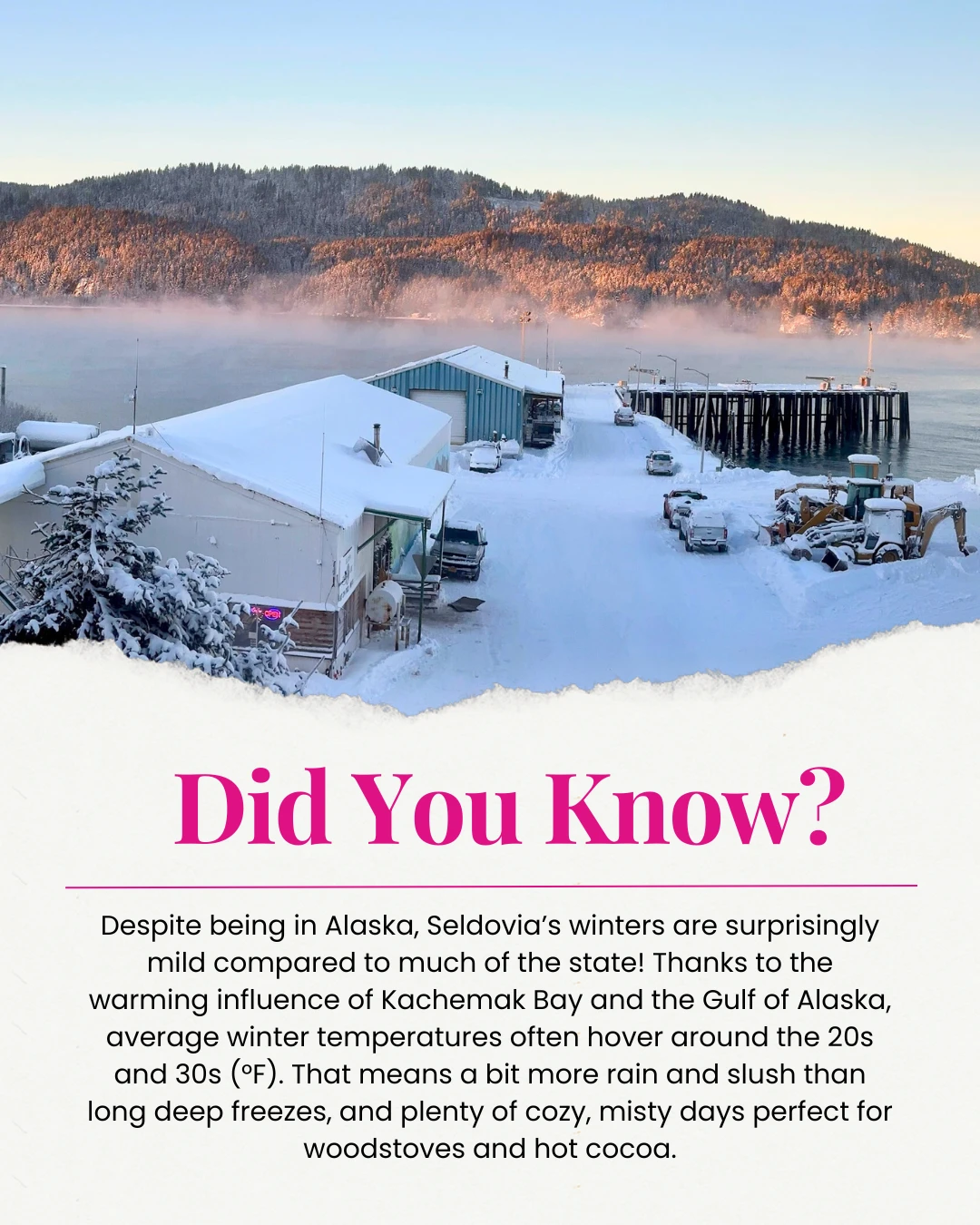 Did you know Seldovia’s winters are surprisingly mild for Alaska?