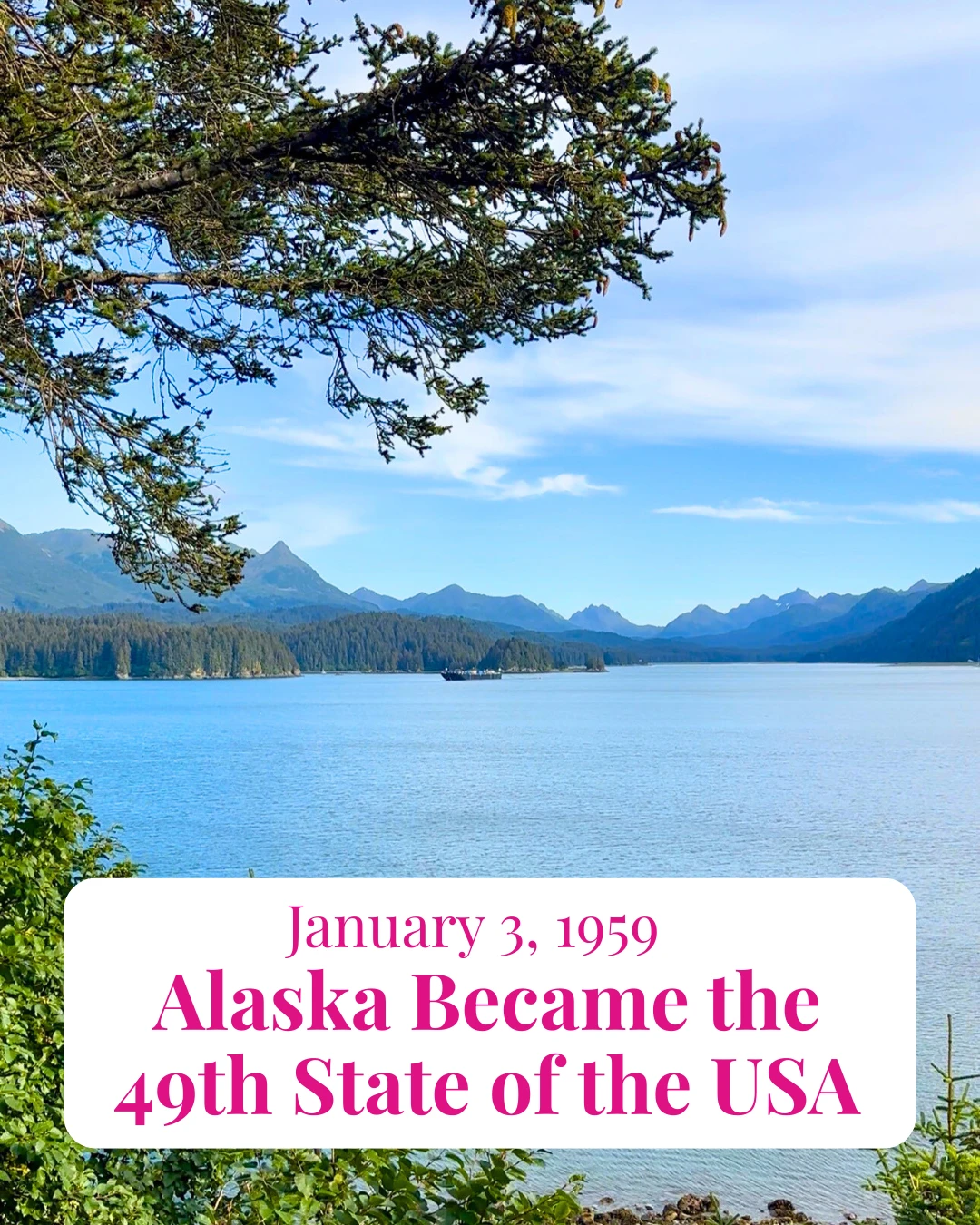 On January 3, 1959, Alaska officially became the 49th state of the United States of America!
